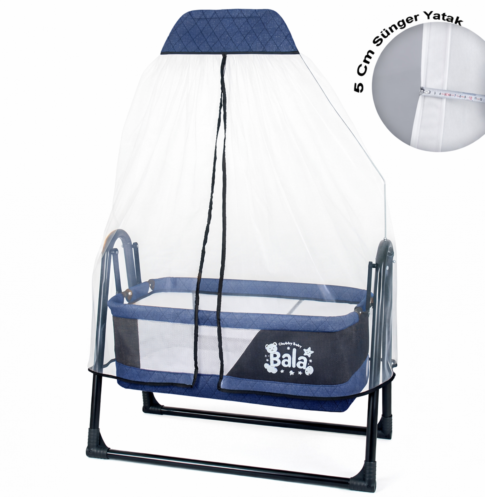 Bala Sallanır Sepet Beşik 5 Cm Sünger Yataklı Sallanır Bebek Beşiği
