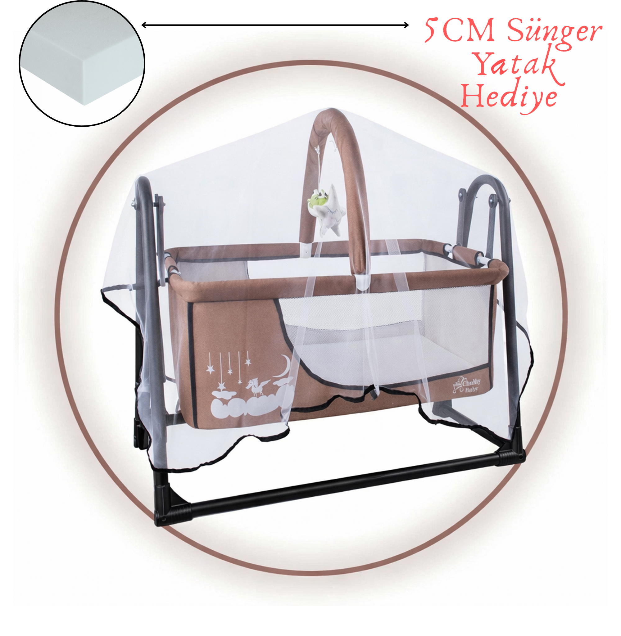 Candy Sepet Beşik Anne Yanı Portatif Beşik Bej