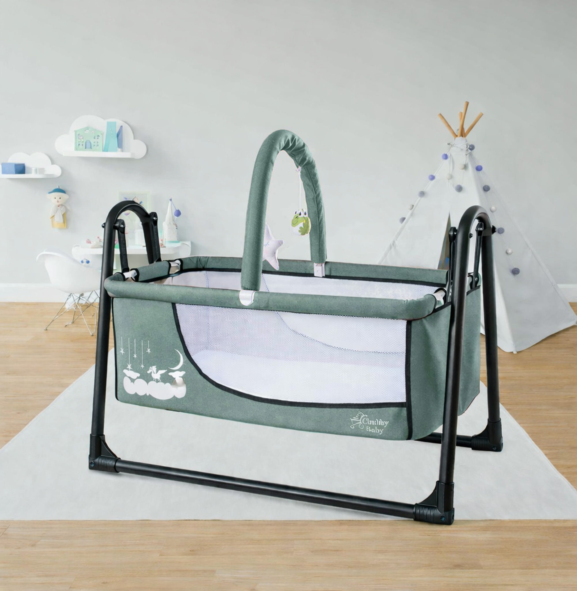Candy Sepet Beşik Anne Yanı Portatif Beşik Yeşil