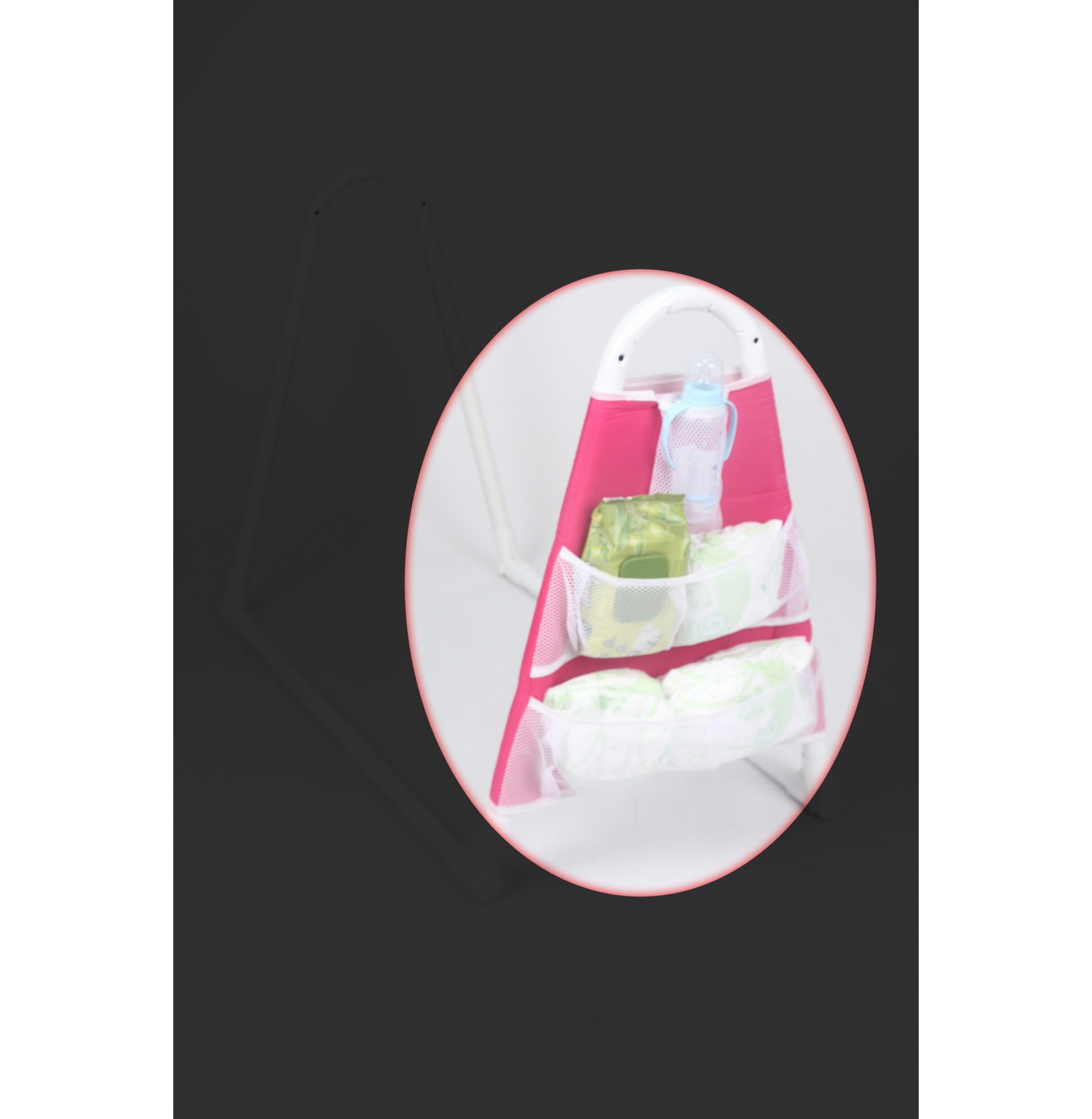 Beşik Yanı Organizer Fileli Cepli Kumaş Biberon, Bez, Zıbın Organizeri