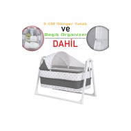 Lüks Sallanır Tenteli Beşik + Organizer + 5 CM Sünger Yatak Lüks Sallanır Tenteli Beşik + Organizer + 5 CM Sünger Yatak
