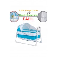 Lüks Sallanır Tenteli Beşik + Organizer + 5 CM Sünger Yatak