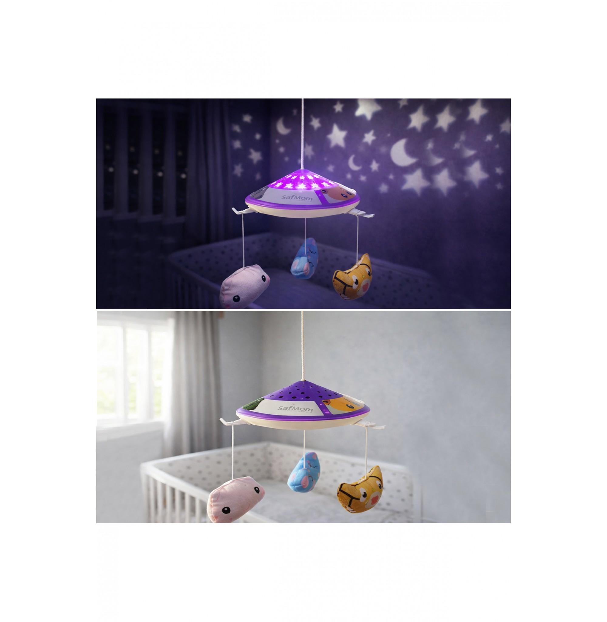 Bebek Gece Lambası – Yıldız ve Kalp Yansıtmalı, Asılabilir Uyku Lambası