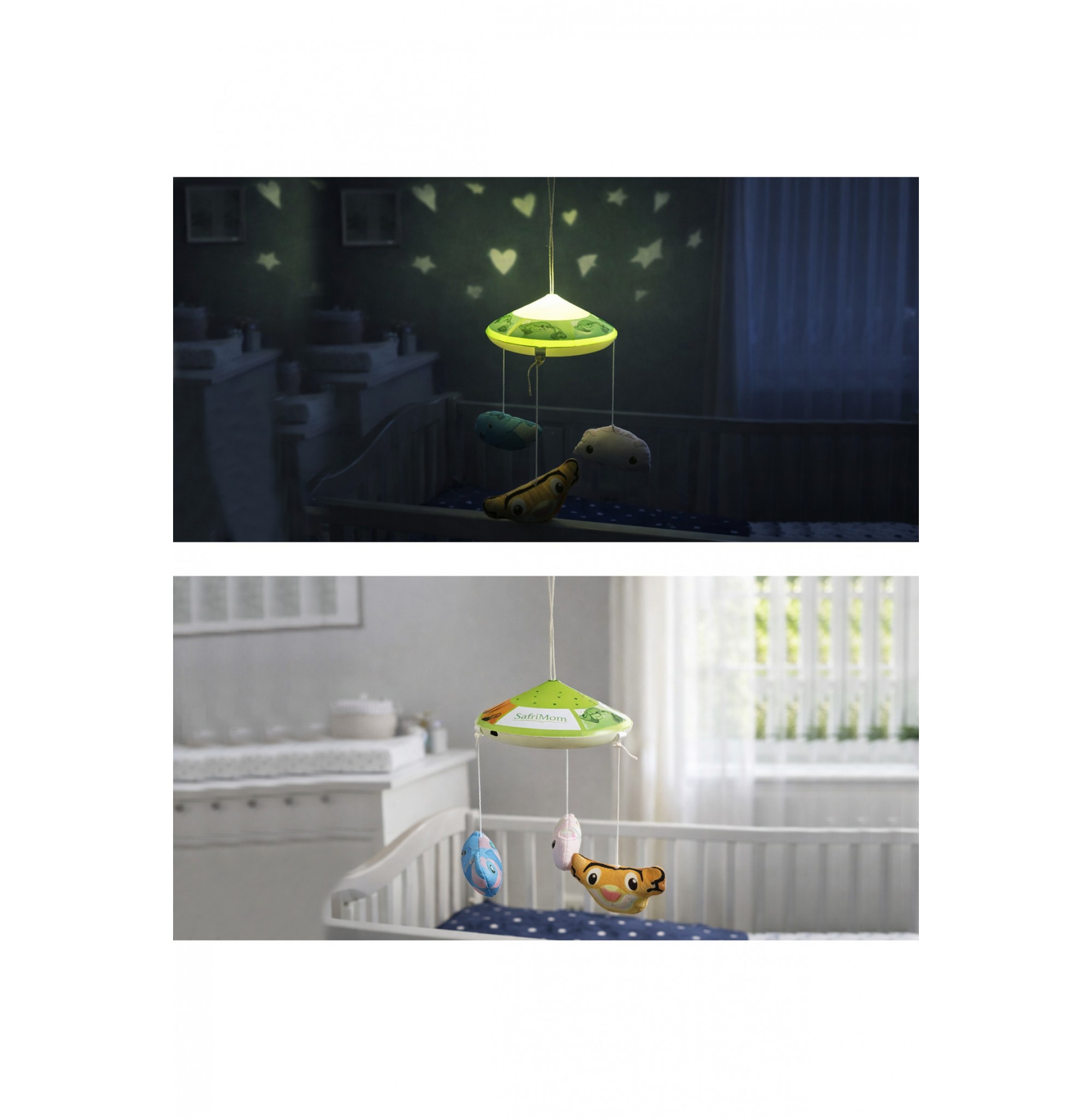 Bebek Gece Lambası – Yıldız ve Kalp Yansıtmalı, Asılabilir Uyku Lambası