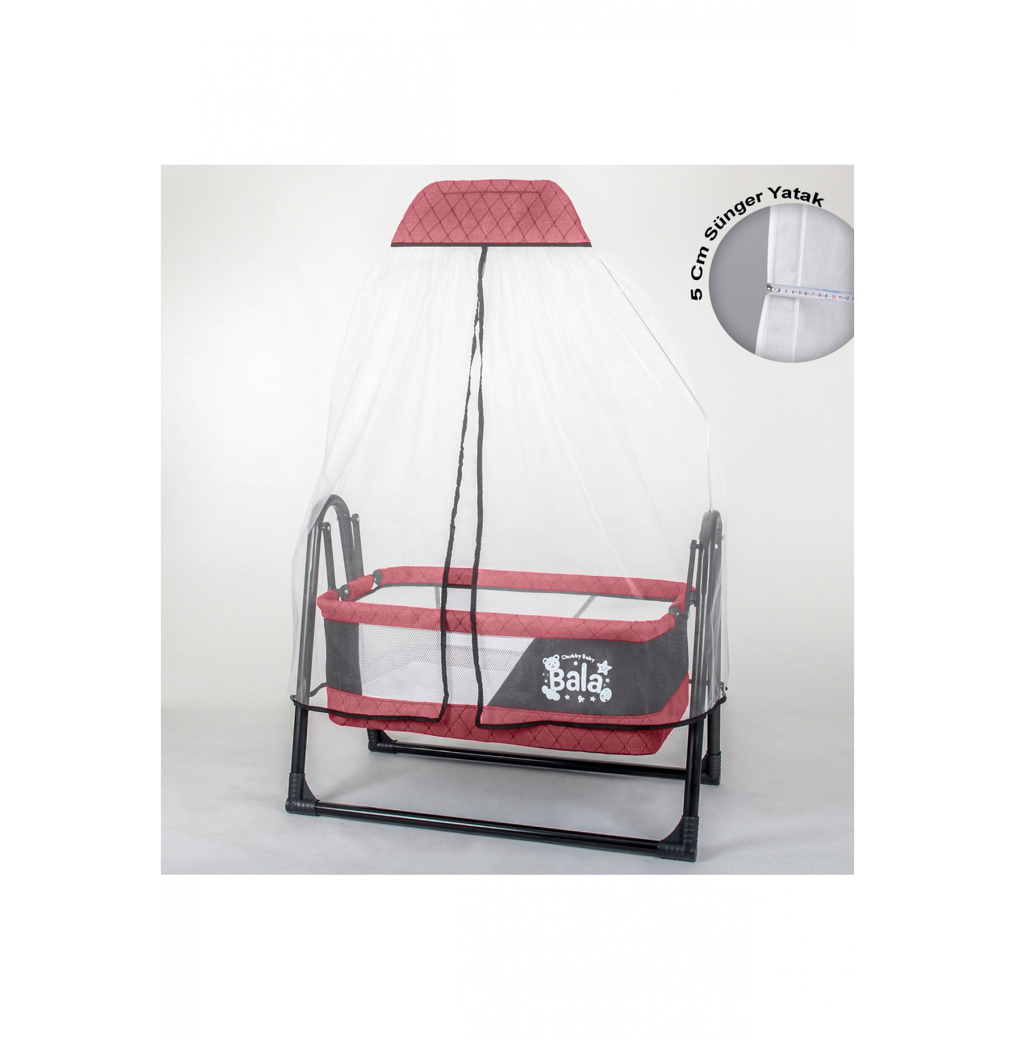 Bala Sallanır Sepet Beşik 5 Cm Sünger Yataklı Sallanır Bebek Beşiği