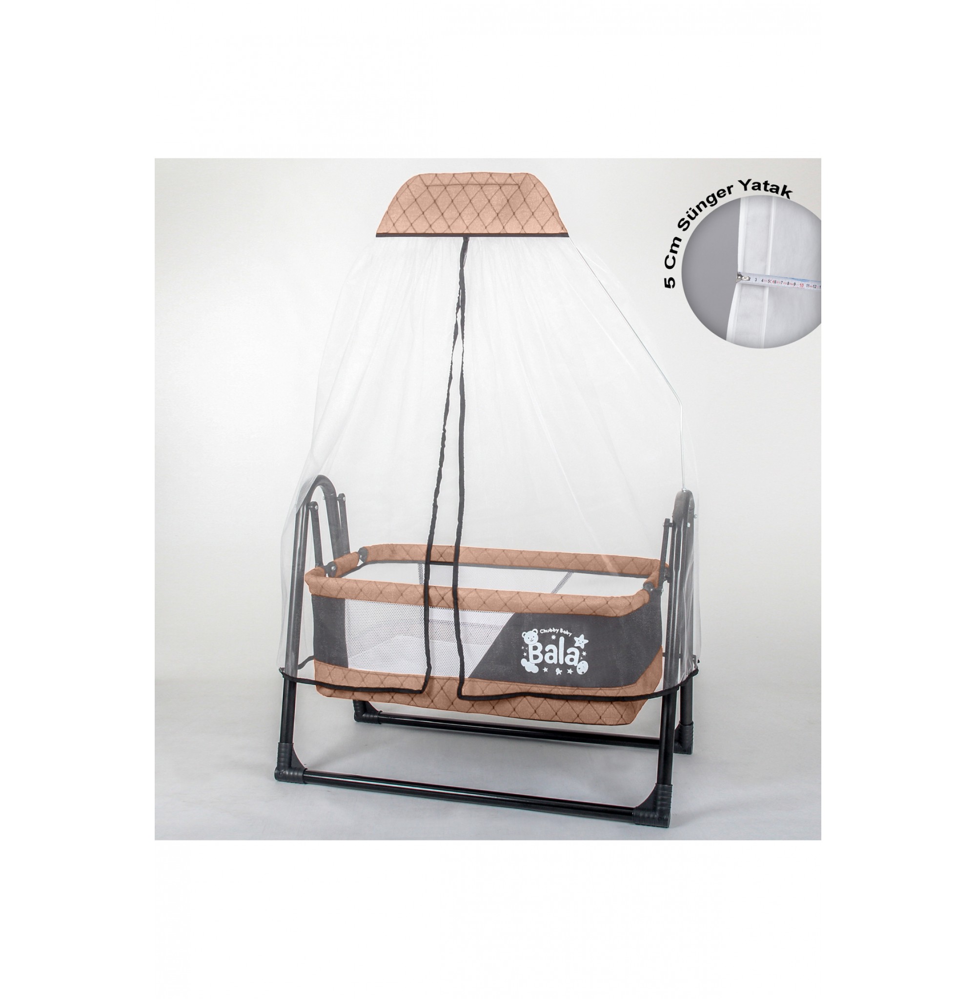 Bala Sallanır Sepet Beşik 5 Cm Sünger Yataklı Sallanır Bebek Beşiği