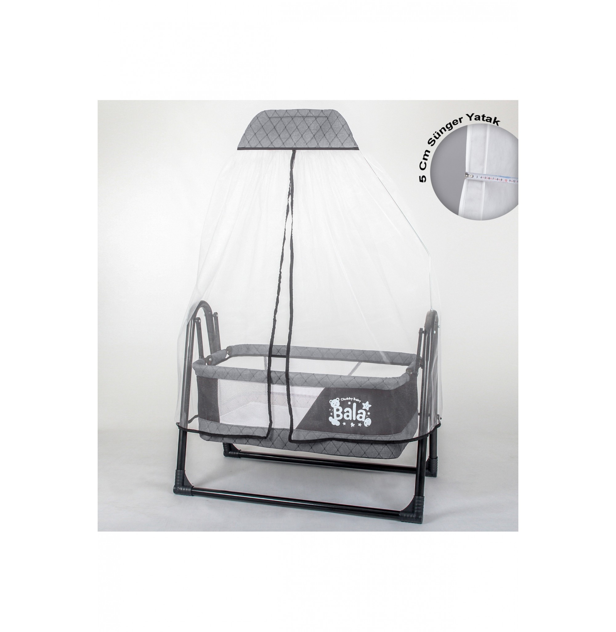 Bala Sallanır Sepet Beşik 5 Cm Sünger Yataklı Sallanır Bebek Beşiği