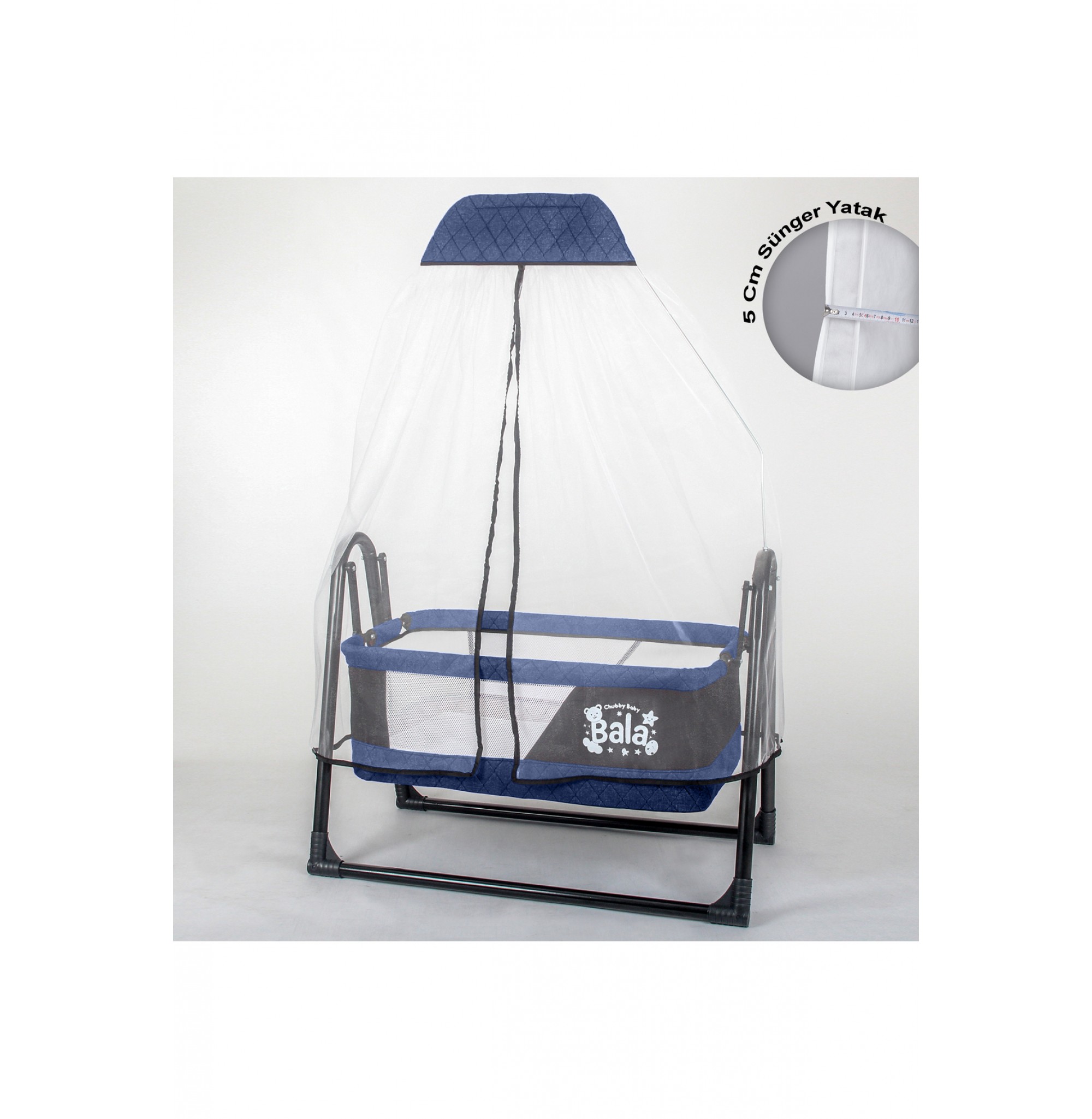 Bala Sallanır Sepet Beşik 5 Cm Sünger Yataklı Sallanır Bebek Beşiği