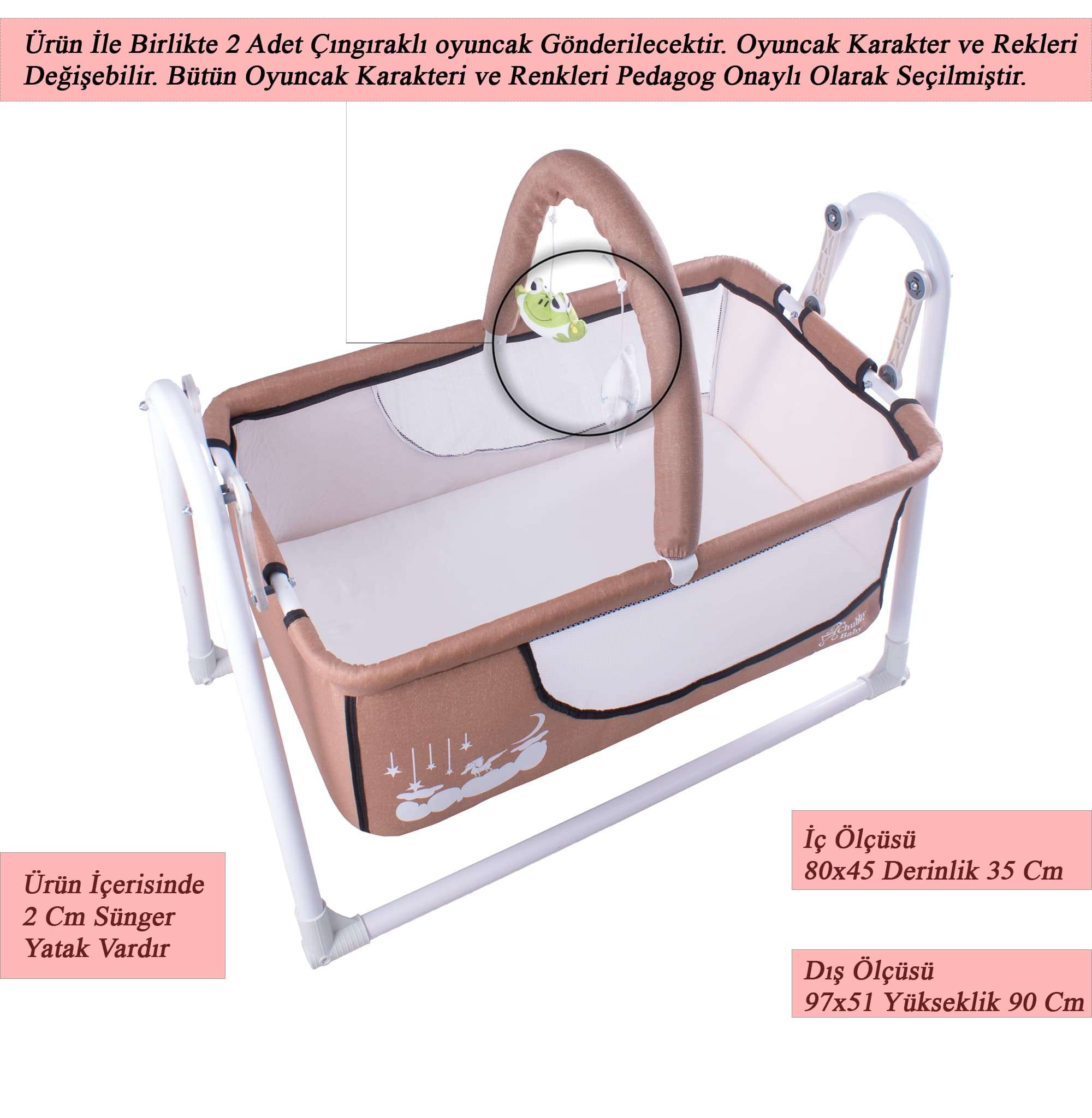 Chubby Baby Candy Basket Crib Mother's Side Portable Crib Beige