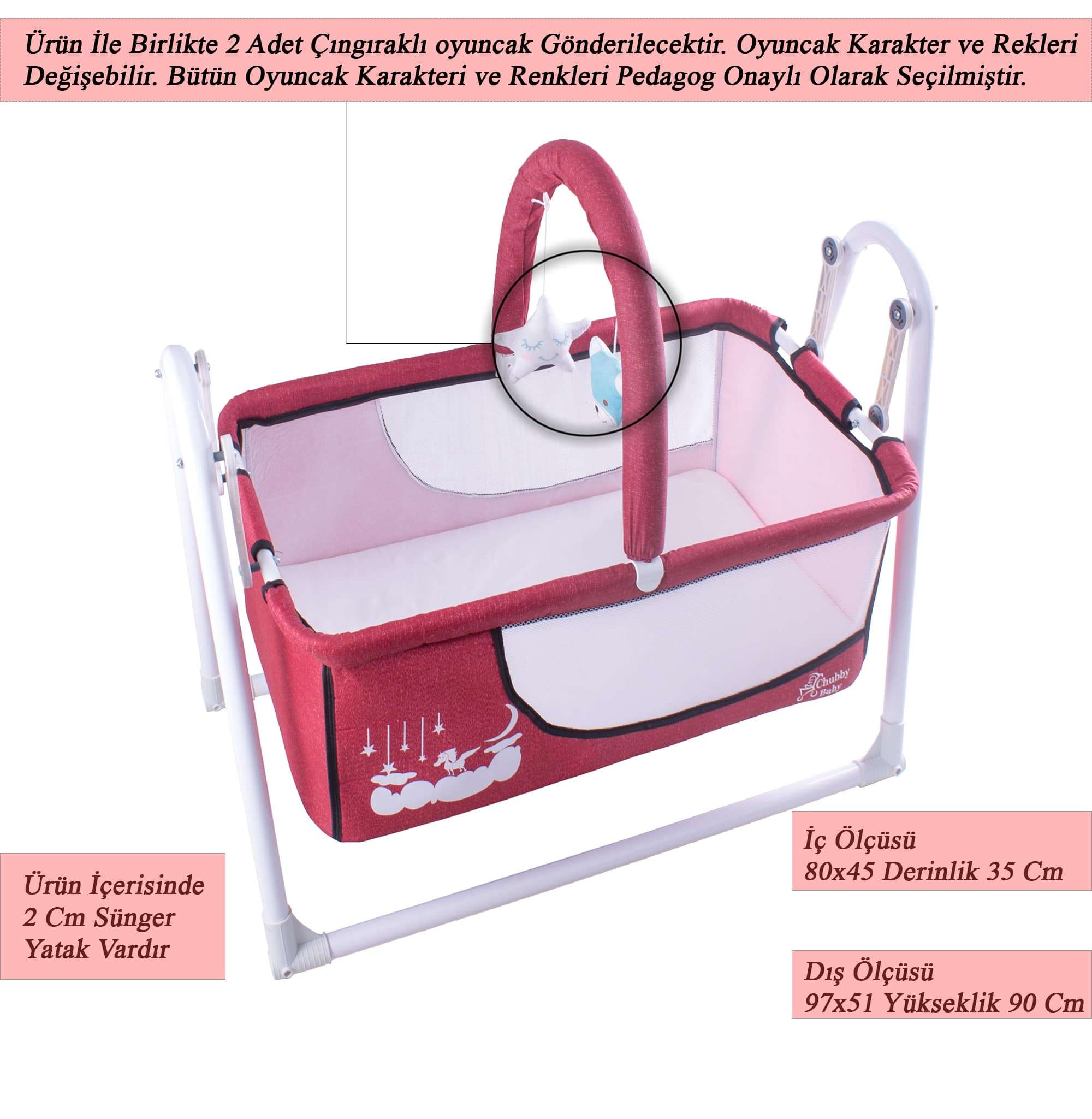 Chubby Baby Candy Basket Crib Mother's Side Portable Crib Red