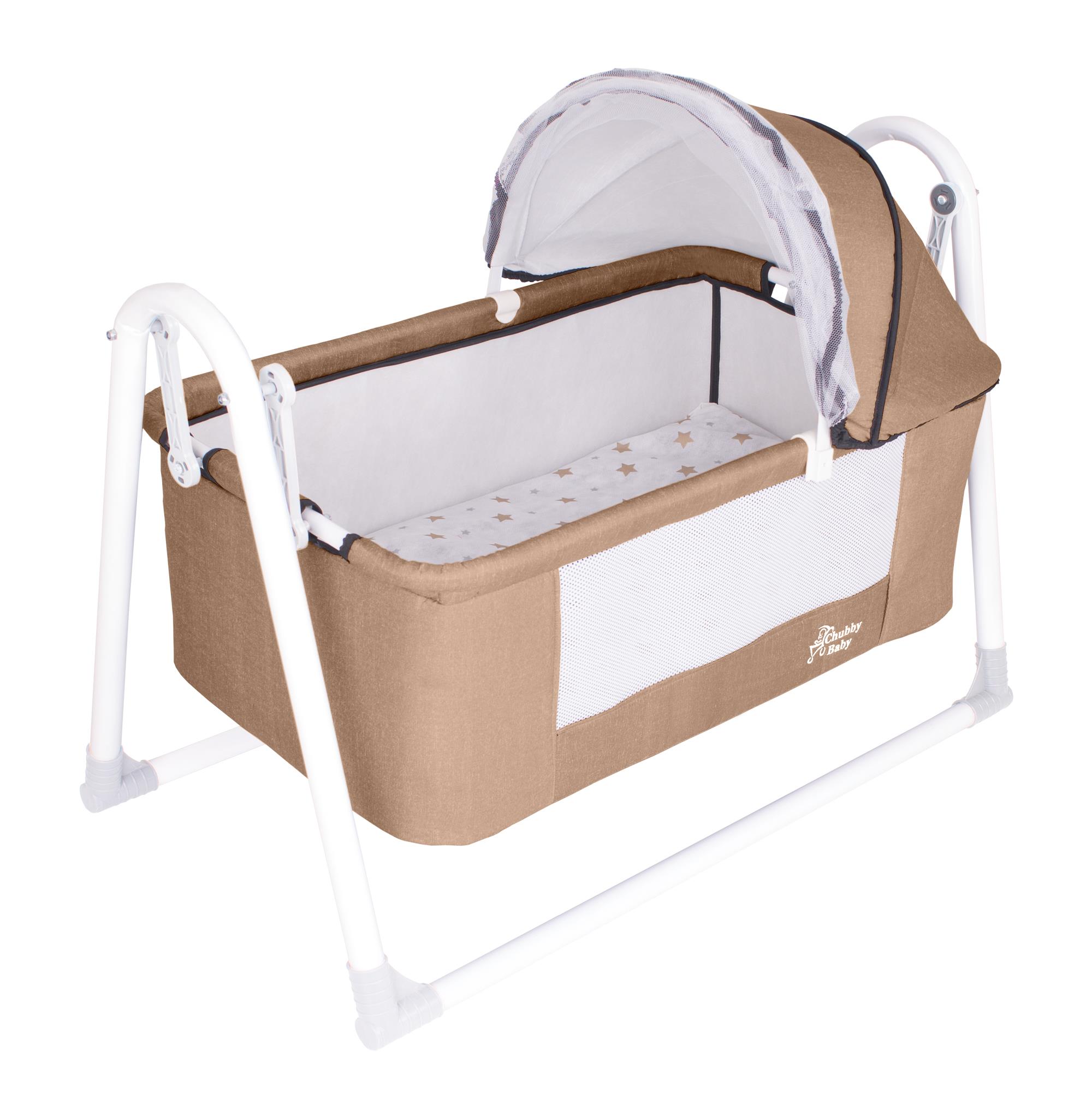 Chubby Baby First Class Portatif-Keten Tenteli Sepet Beşik Silinebilir Kumaş Bej