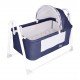 Chubby Baby First Class Portable-Linen Canopy Basket Crib Wipeable Fabric Navy Blue