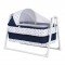 Chubby Baby Luxury Swinging Portable Basket Crib with Awning Navy Blue