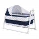 Chubby Baby Luxury Swinging Portable Basket Crib with Awning Navy Blue