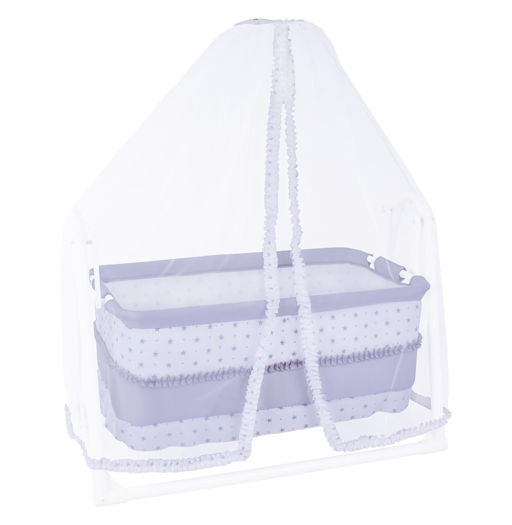 Chubby Baby Luxury Swinging Tulle Portable Basket Crib Gray