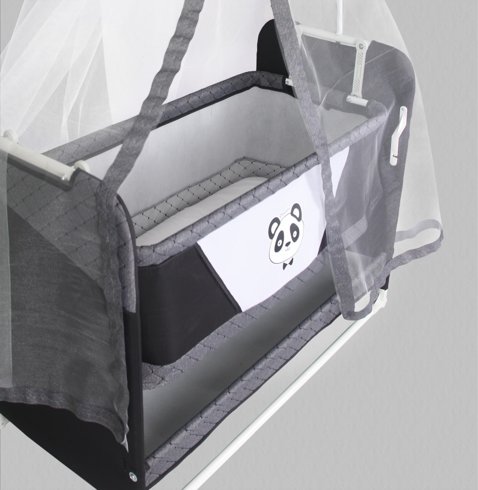 Chubby Baby Panda Basket Crib Luxury-Wide Panda Basket Crib Gray