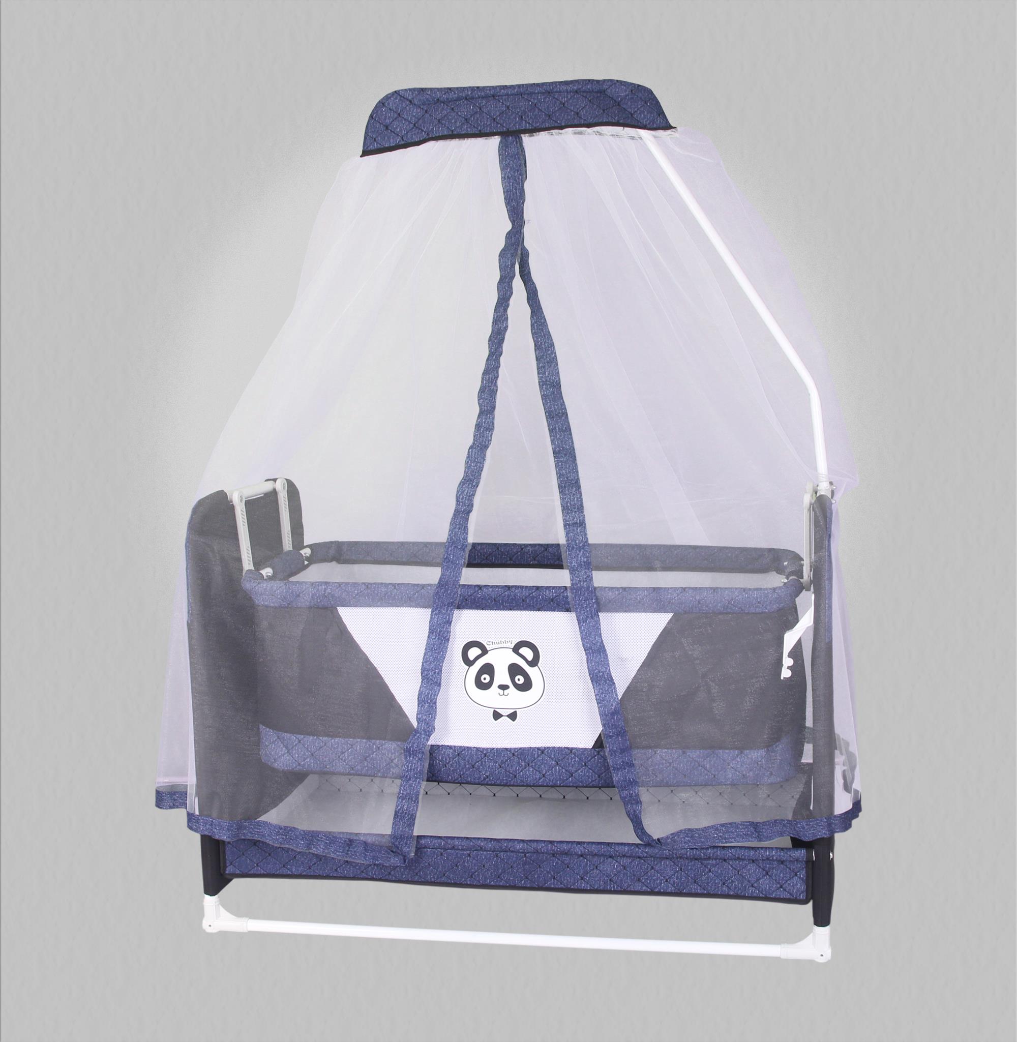 Chubby Baby Panda Basket Crib Luxury-Wide Panda Basket Crib Navy Blue