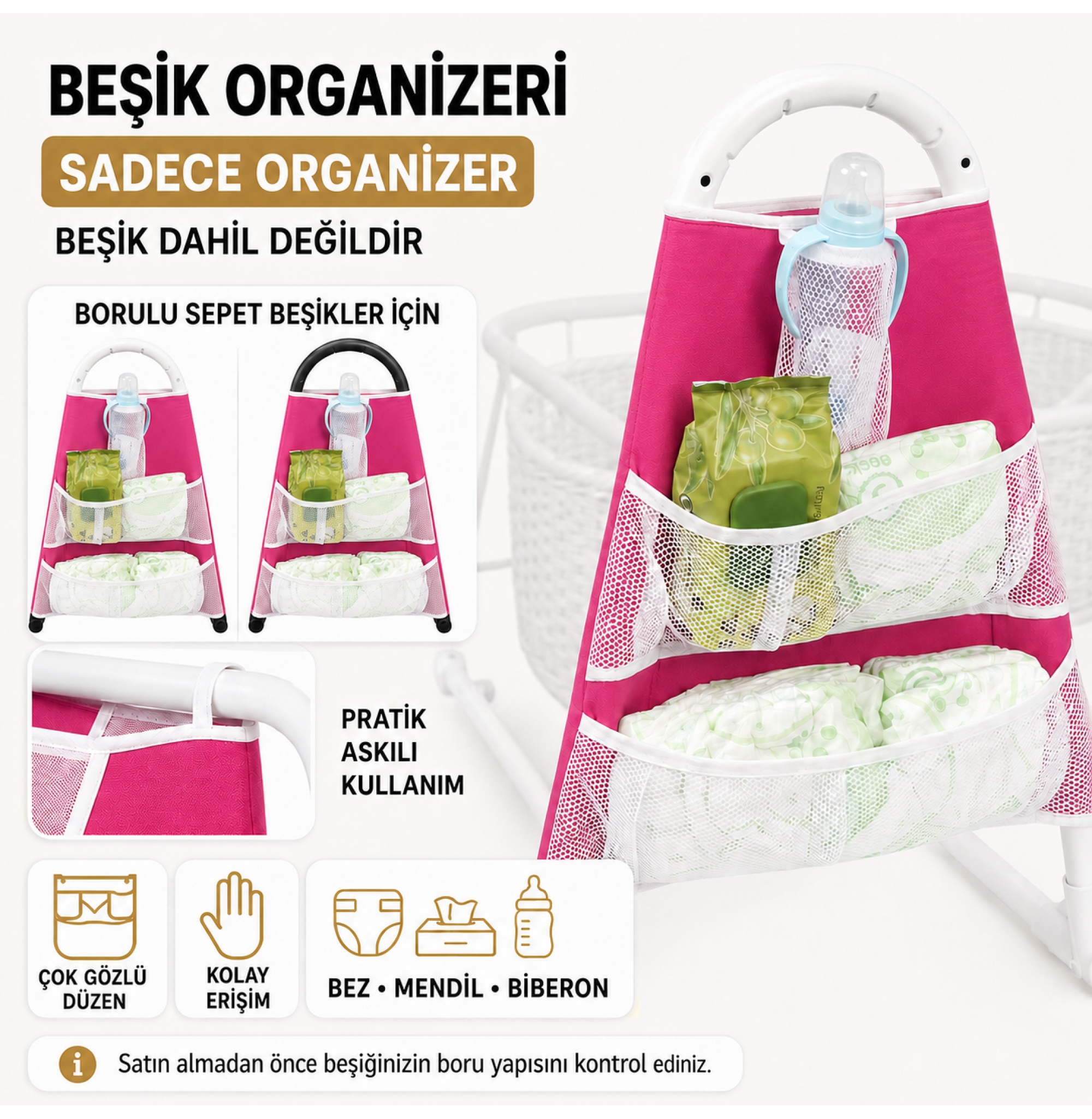 Chubby Baby Beşik Organizeri Askılı Çok Gözlü Bebek Bakım Düzenleyici