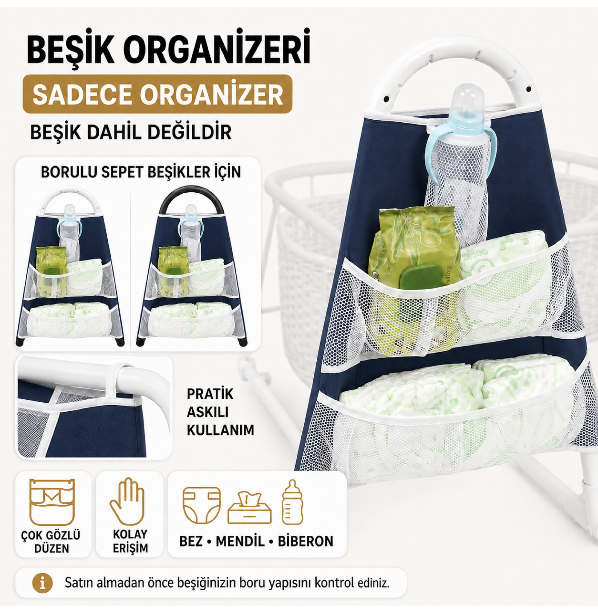 Chubby Baby Beşik Organizeri Askılı Çok Gözlü Bebek Bakım Düzenleyici