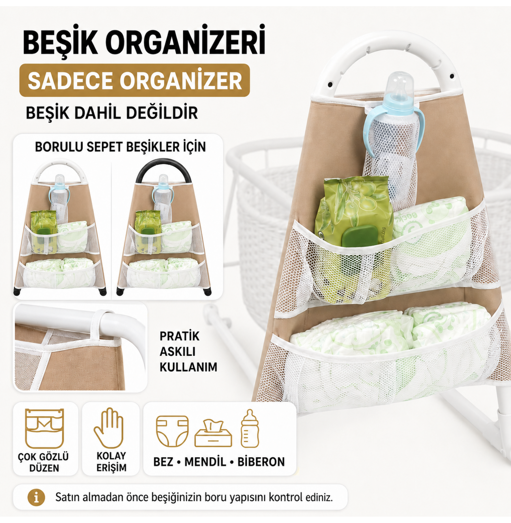 Chubby Baby Beşik Organizeri Askılı Çok Gözlü Bebek Bakım Düzenleyici
