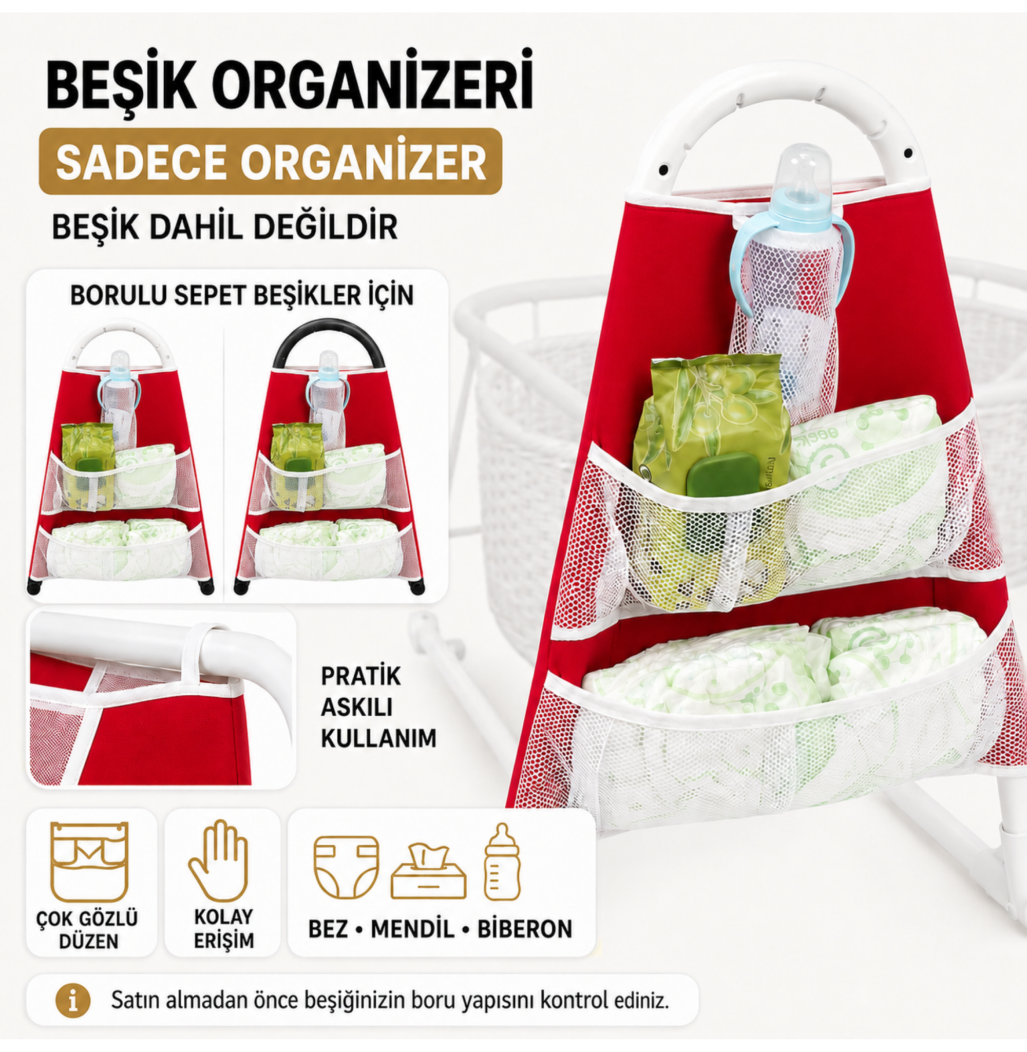 Chubby Baby Beşik Organizeri Askılı Çok Gözlü Bebek Bakım Düzenleyici