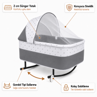 Chubby Baby Yer Beşiği Anadizi Gondol Sallanır Sabitlemeli Sineklikli