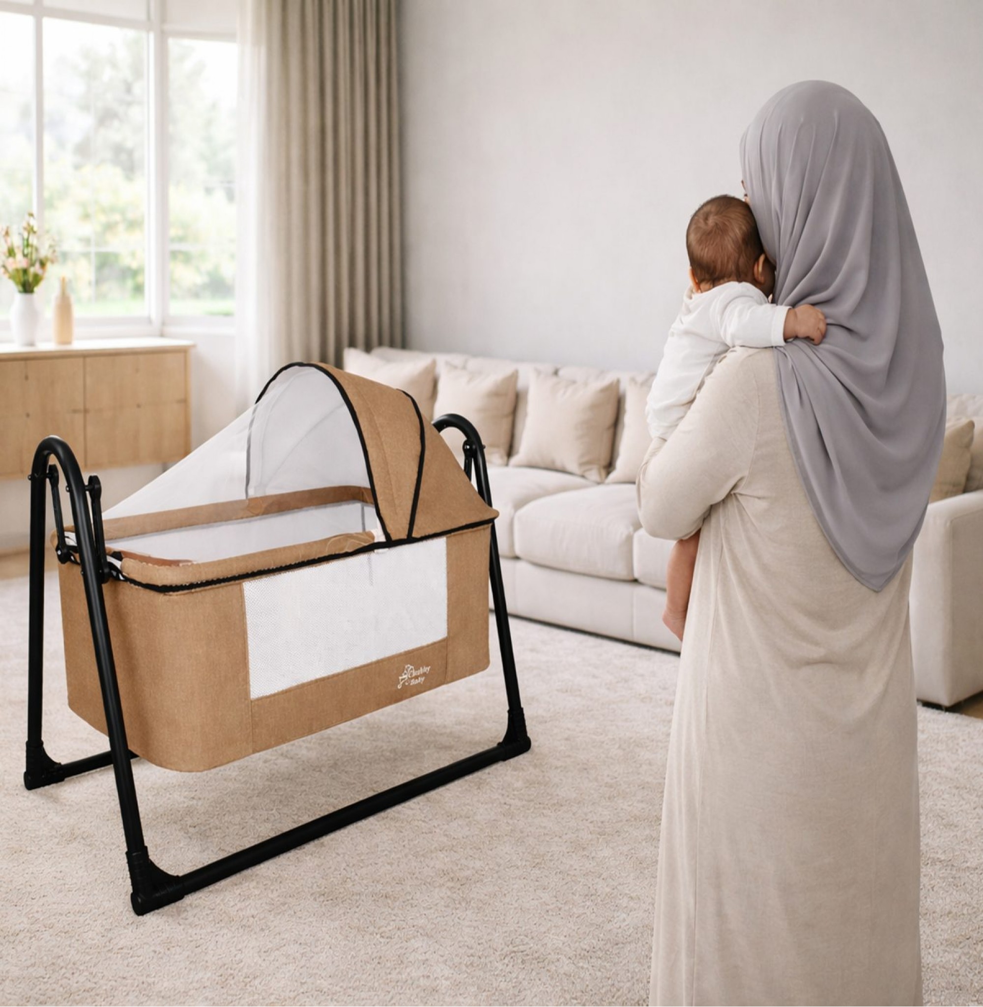 Chubby Baby FirstClass Sallanır Sepet Beşik Sineklikli ve Sünger Yataklı Chubby Baby FirstClass Sallanır Sepet Beşik Sineklikli ve Sünger Yataklı